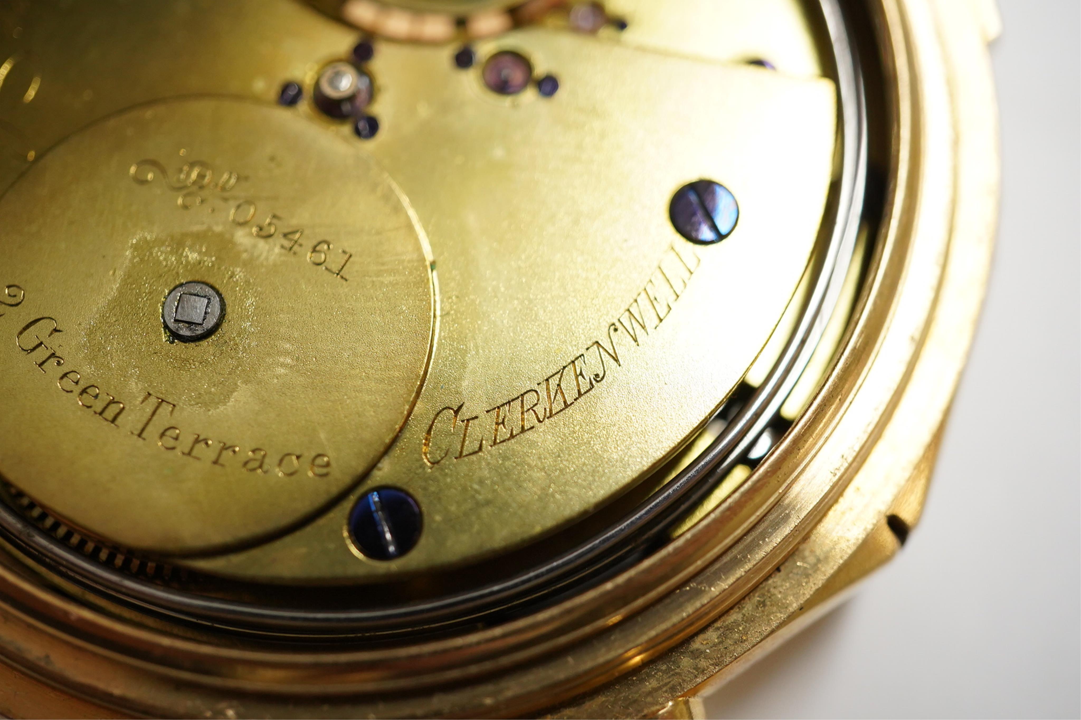 A George V 18ct gold hunter minute repeating lever pocket watch, by Ashley & Sims of Clerkenwell